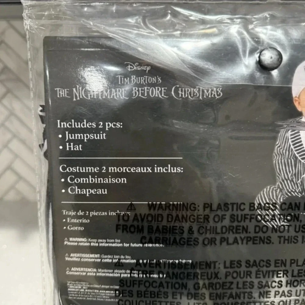 Disney Jack Skellington Infant Costume 3-6M Nightmare Before Christmas New NWT